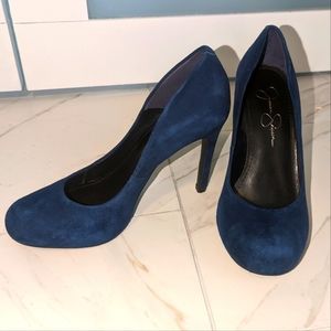 Jessica Simpson Faux Suede High Heels (Navy Blue)